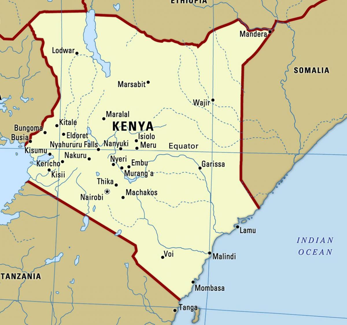 карта Кении с городами