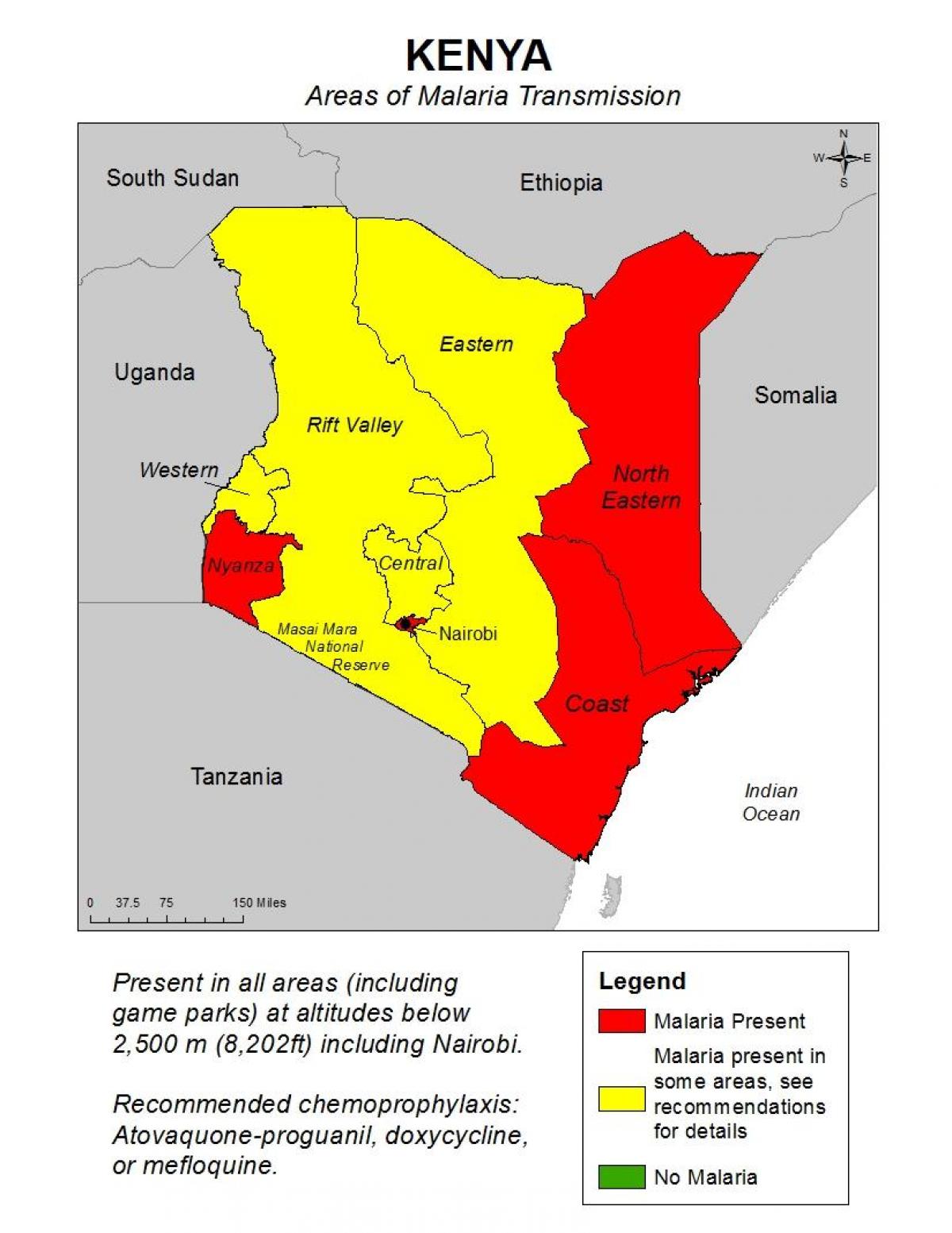 карта Кении малярией