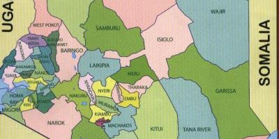 Округах Кении на карте