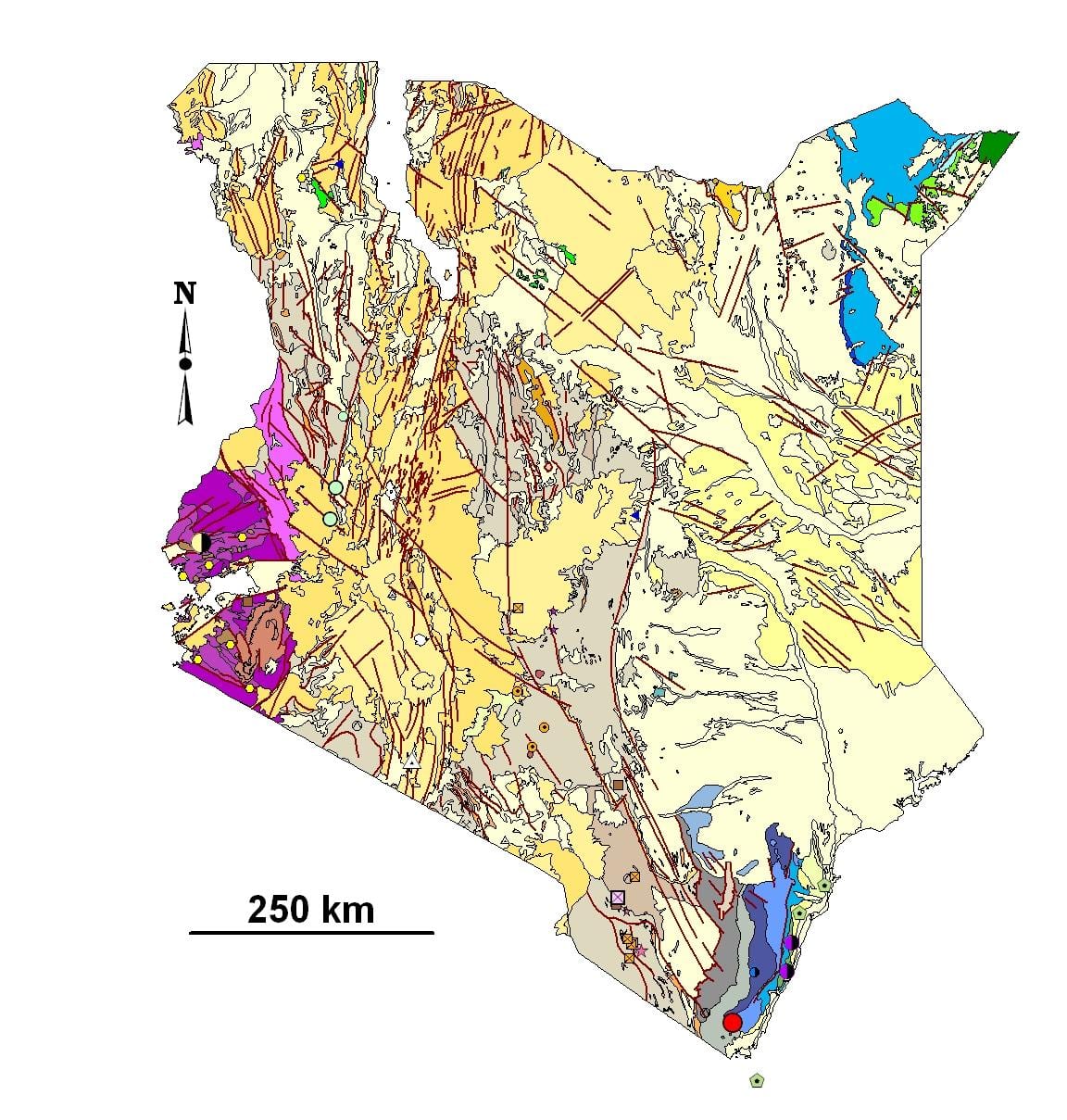 карта Кении полезных ископаемых