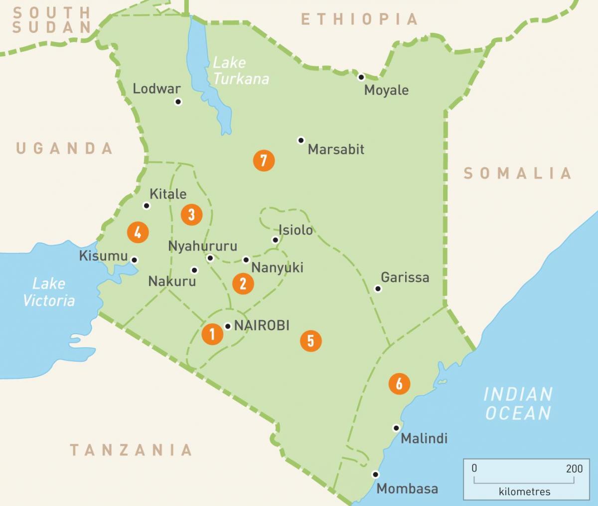 карта Кении показывает провинциях