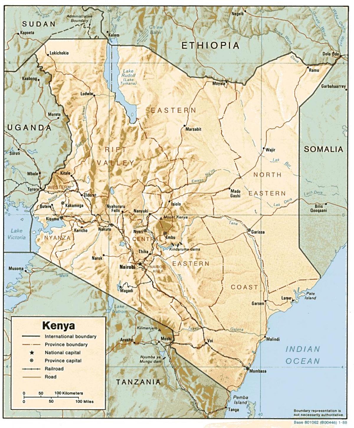 карта Кении с указанием главных городов
