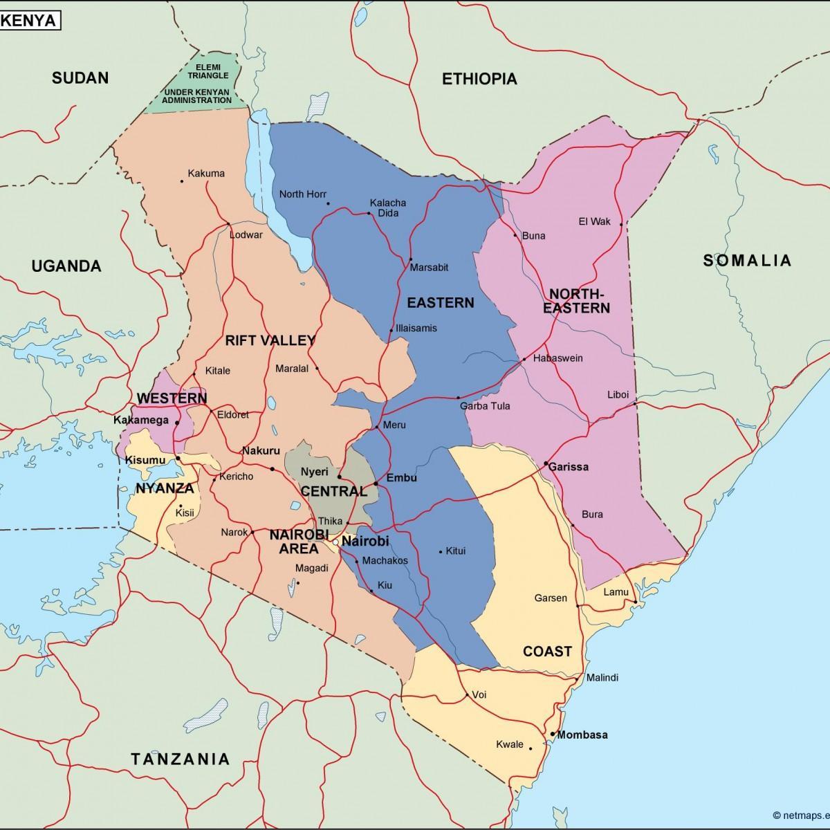 карта политическая карта Кении