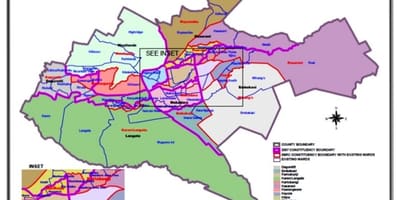 Границы избирательных округов Кении на карте