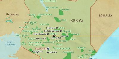Карта Кении национальные парки и заповедники