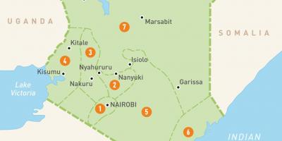 Карта Кении показывает провинциях